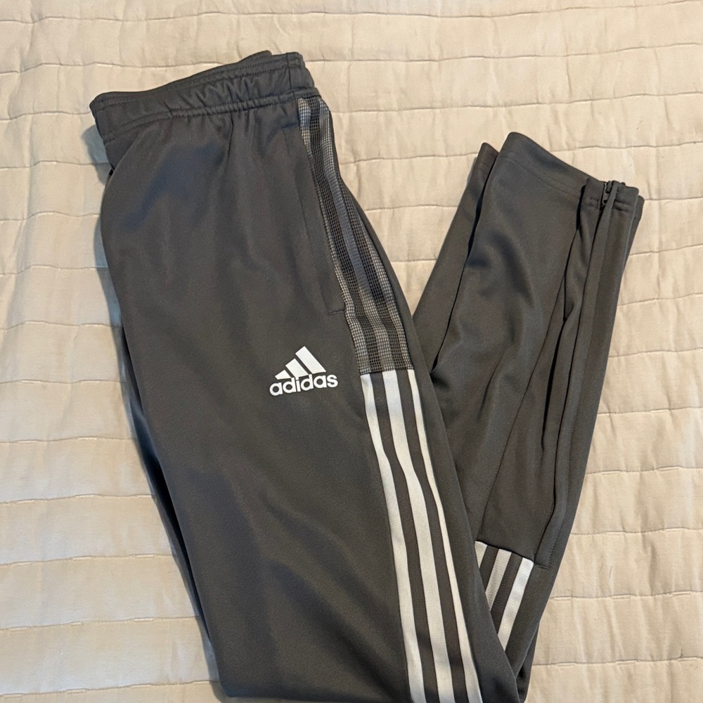 Adidas Kids Charcoal Joggers with White Stripes NEW